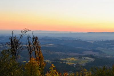 Scenic view of landscape against sky during sunset