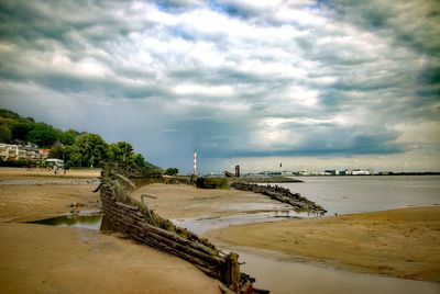 Scenic view of beach against sky