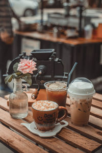 Close-up of coffee served on table