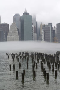 View of buildings in water