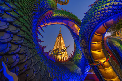 Colorful and beautiful king of nagas at phra that nong bua temple. ubon ratchathani province