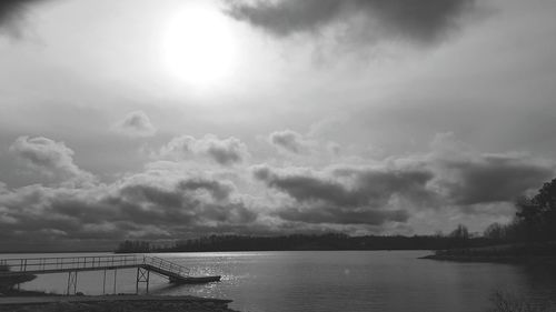 Scenic view of sea against cloudy sky