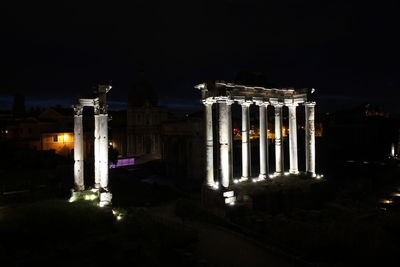 Illuminated buildings at night