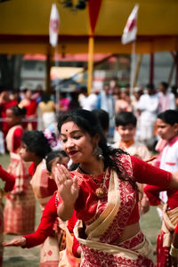 Woman dancing outdoors