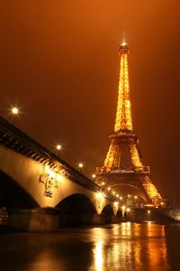 Illuminated tower at night