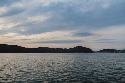 Scenic view of sea against sky during sunset