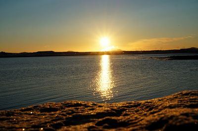 Scenic view of sunset over sea