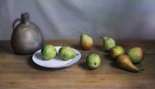 High angle view of fruits on table