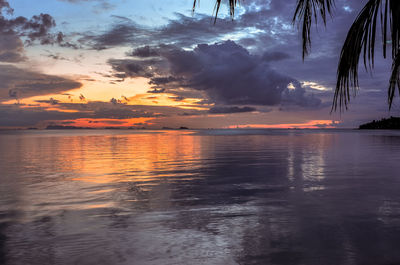 Scenic view of sea against cloudy sky