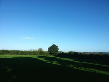 Scenic view of landscape against clear blue sky