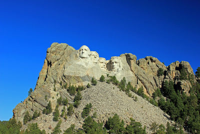 Low angle view of mt rushmore national monument against clear sky