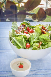 Close-up of salad in plate on table