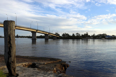 Bridge over river against sky