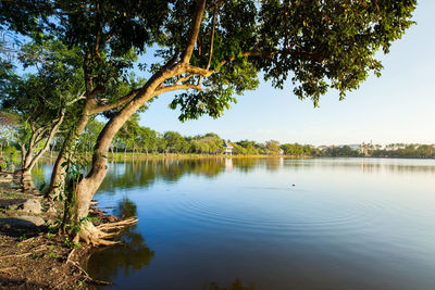 Scenic view of lake against sky