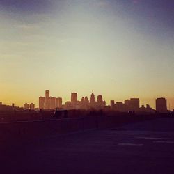 View of cityscape at sunset