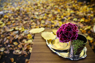 Close-up of flower vase on table