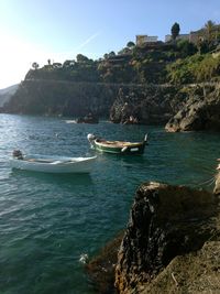 Boat sailing in sea