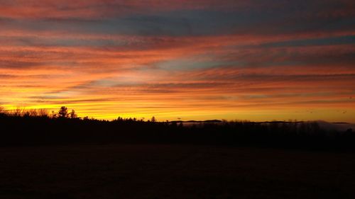 Scenic view of landscape against sky during sunset