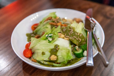 Close-up of meal served in plate