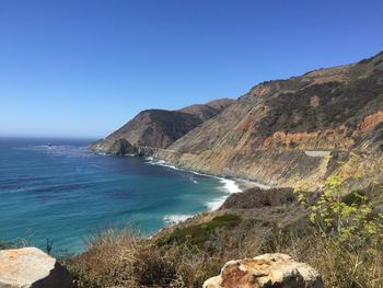 Scenic view of sea against clear sky