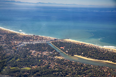 High angle view of beach against sky