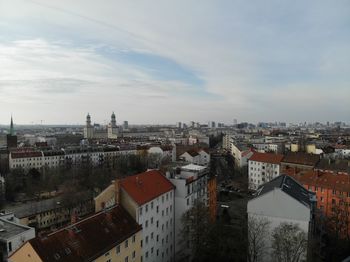 High angle view of townscape against sky