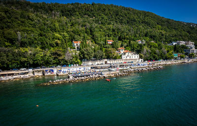 Scenic view of sea against mountain