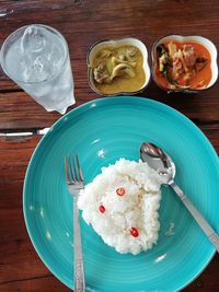 High angle view of food on table