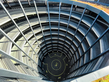 Low angle view of spiral staircase in modern building