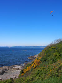 Scenic view of sea against clear sky