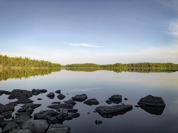 Scenic view of lake against sky
