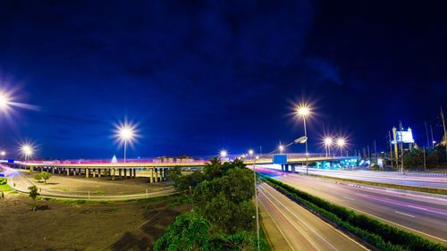 Light trails on street at night