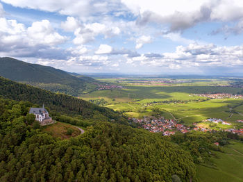 High angle view of landscape against sky