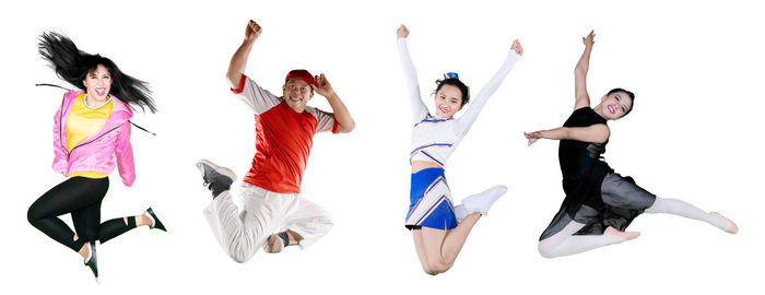 Group of people against white background