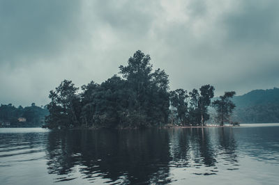 Scenic view of lake against sky