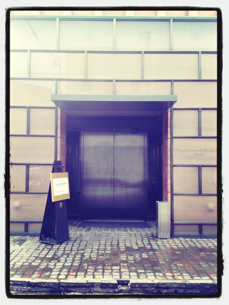 architecture, built structure, building exterior, transfer print, empty, auto post production filter, door, absence, closed, window, cobblestone, house, entrance, day, sidewalk, steps, sunlight, no people, chair, bench