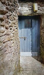 Closed door of house