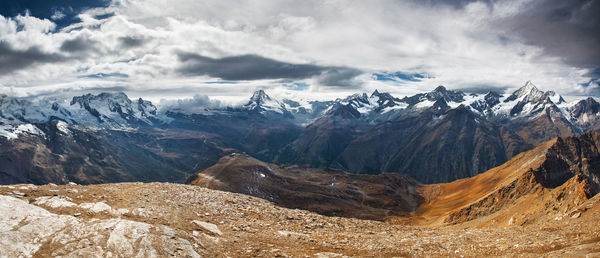 Panoramic view of mountains against sky