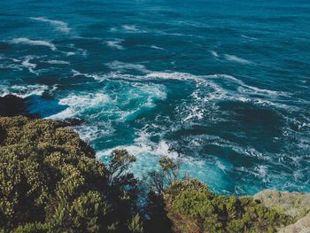 High angle view of beach