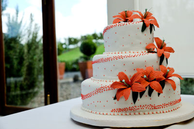 Close-up of cake on table