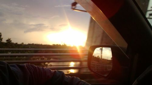 Sunset seen through train window