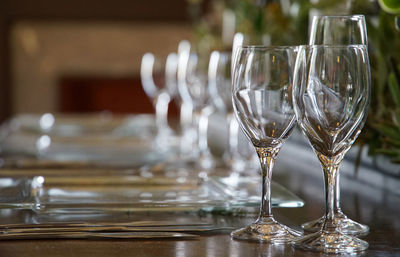 Close-up of wine glass on table