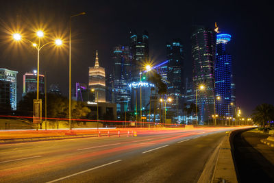 Beautiful night cityscape of west bay doha, qatar, middle east.