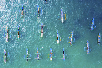 Aerial view of boats on sea