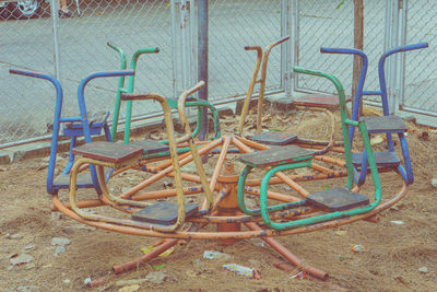 Abandoned chairs in playground