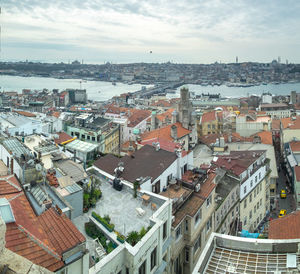 High angle view of townscape against sky