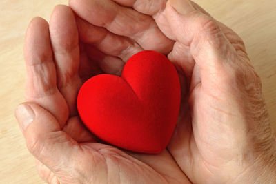 Close-up of hand holding heart shape