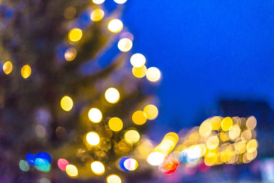 Close-up of illuminated christmas tree