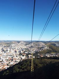 Scenic view of residential district against clear blue sky