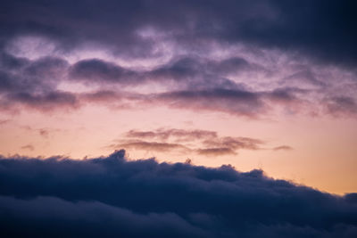 Low angle view of clouds in sky during sunset